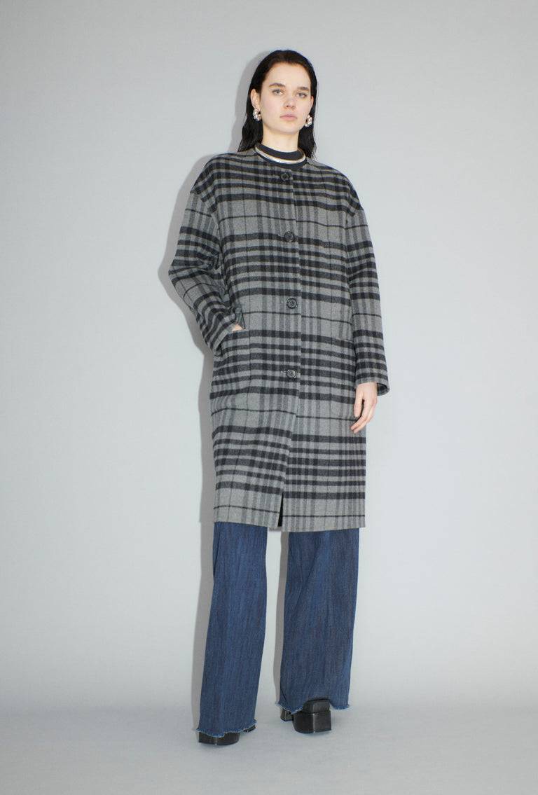 Odeeh Double Check Mantel, Flannel Grey Kostenlose Rückgabe
