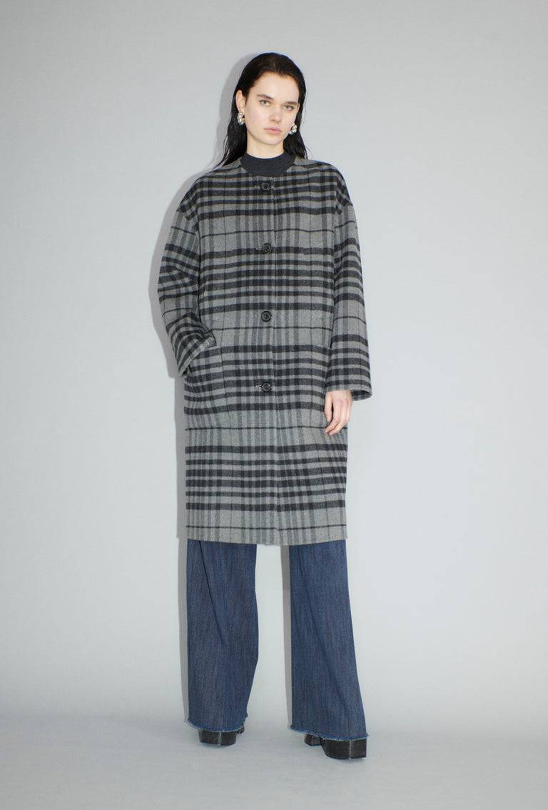 Odeeh Double Check Mantel, Flannel Grey Kostenlose Rückgabe