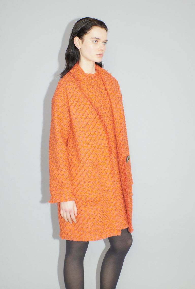 Odeeh Bouclé Tweed Mantel, Mandarin Begrenzte Freigabe
