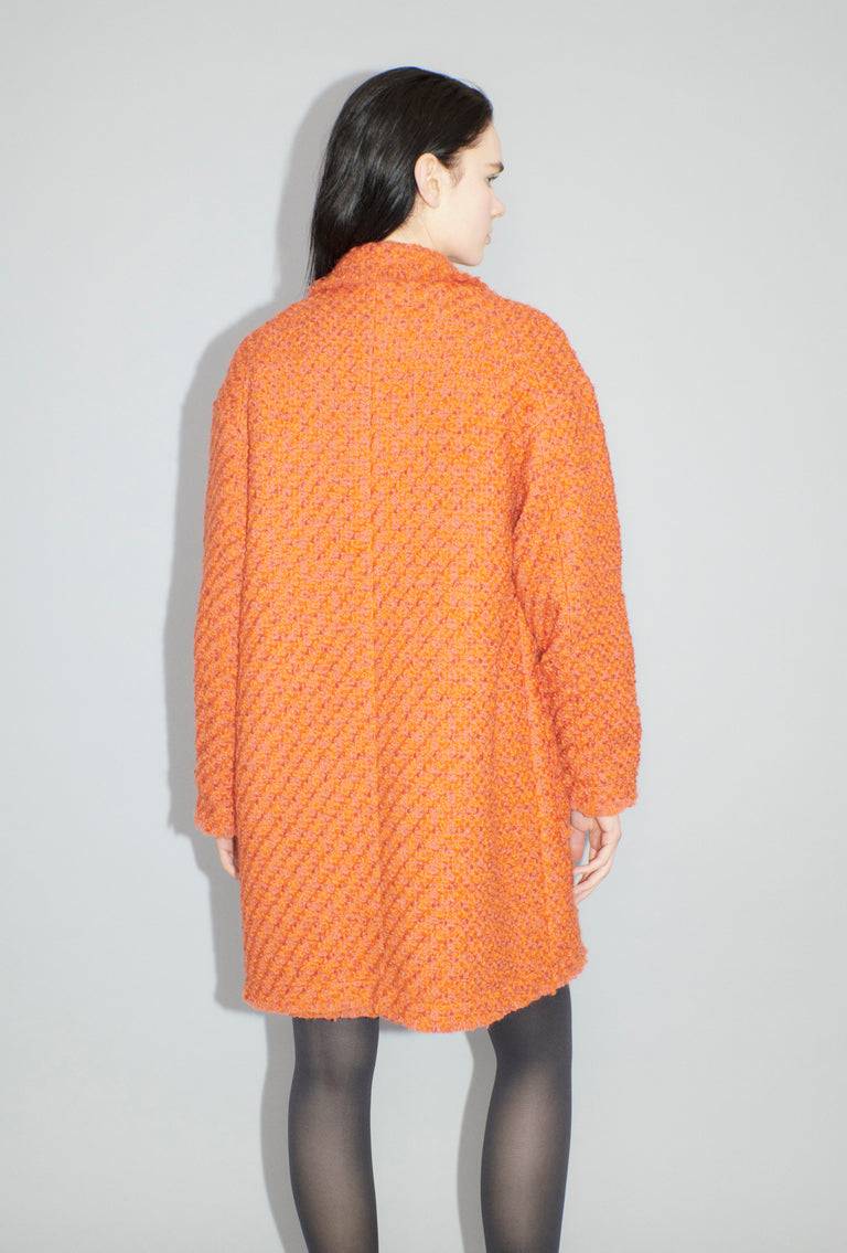 Odeeh Bouclé Tweed Mantel, Mandarin Begrenzte Freigabe