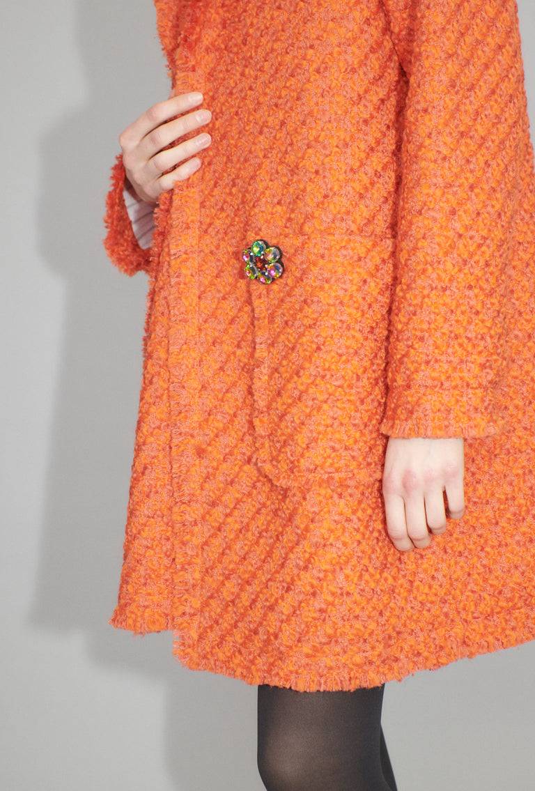 Odeeh Bouclé Tweed Mantel, Mandarin Begrenzte Freigabe
