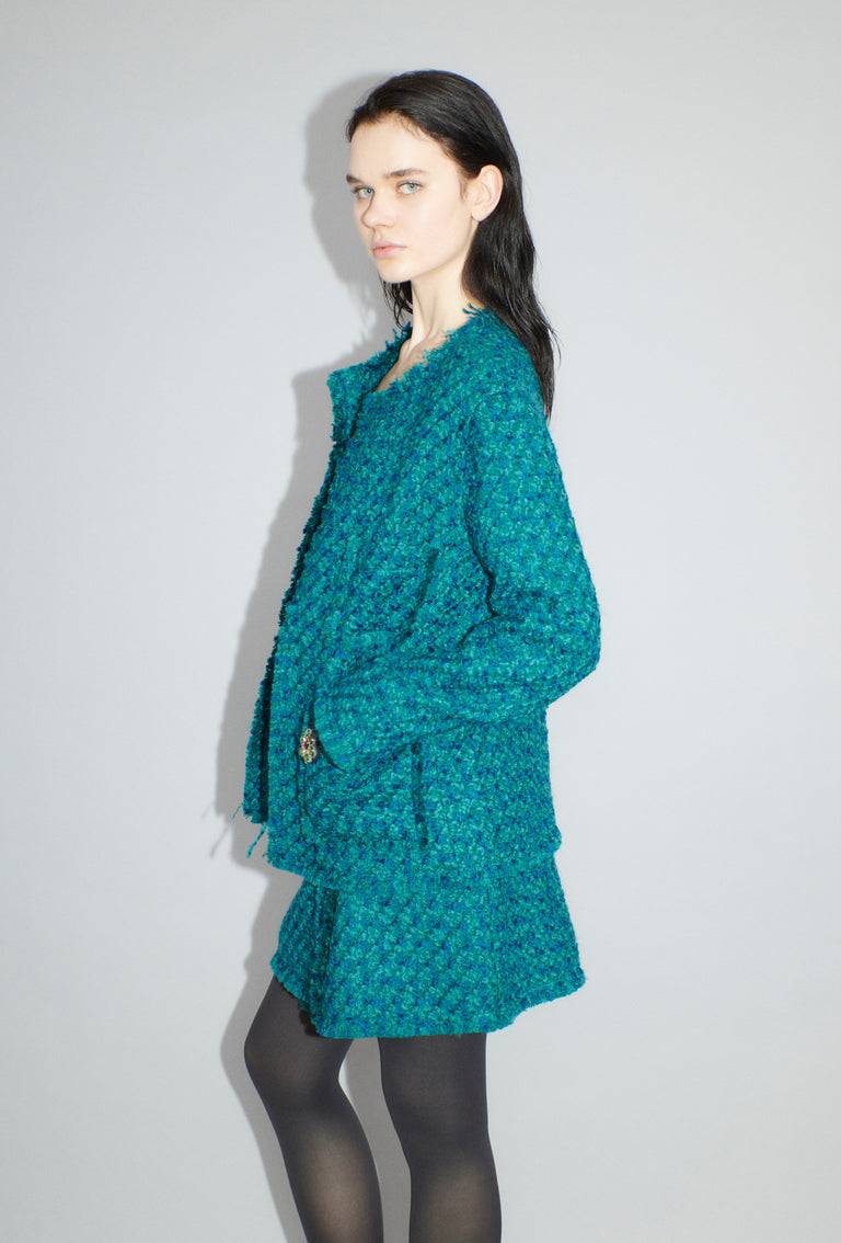 Odeeh Bouclé Tweed Jacke, Dark Peacock Letzte 3 Tage