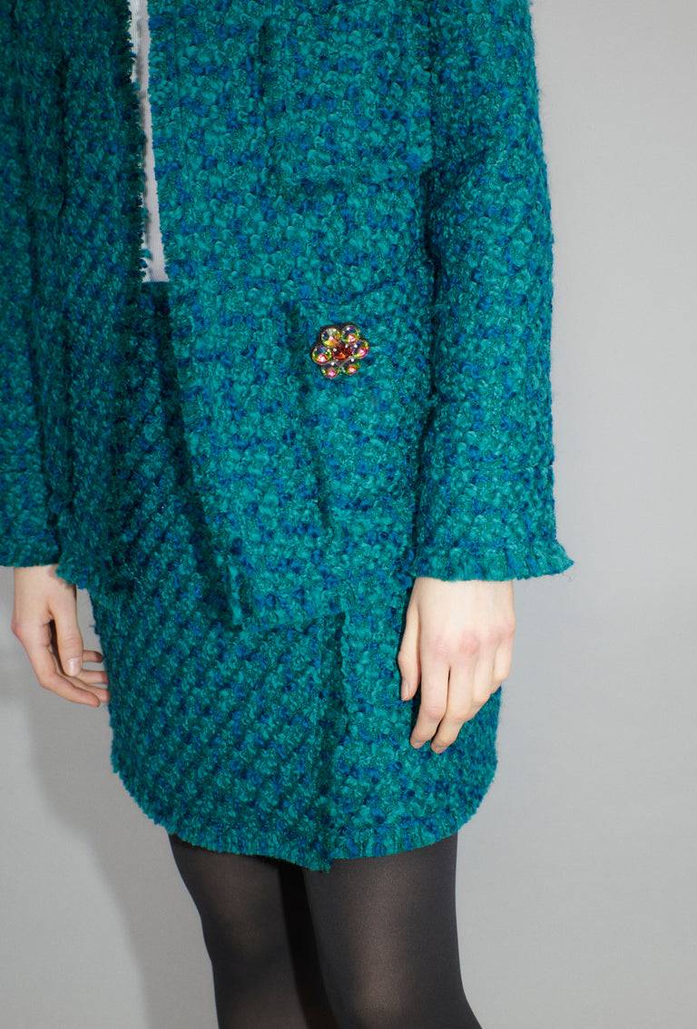 Odeeh Bouclé Tweed Jacke, Dark Peacock Letzte 3 Tage