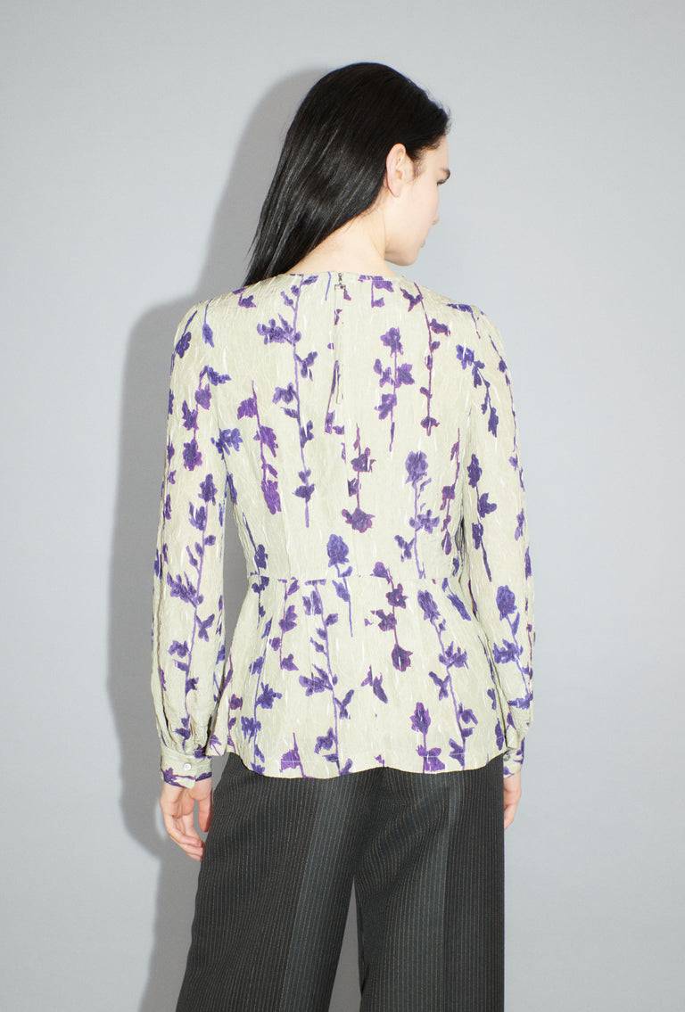 Odeeh Flower Items on Crushed Crepe Bluse, Almond 2025