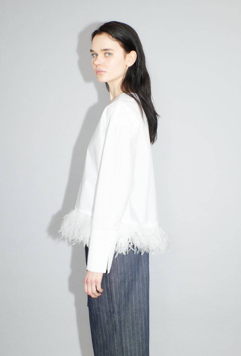 Odeeh Crushed Popeline Bluse, White Online