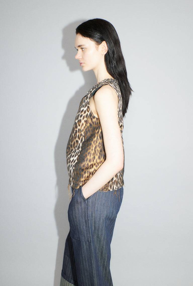 Odeeh Leopard Jaquard Top, Hazelnut Outlet