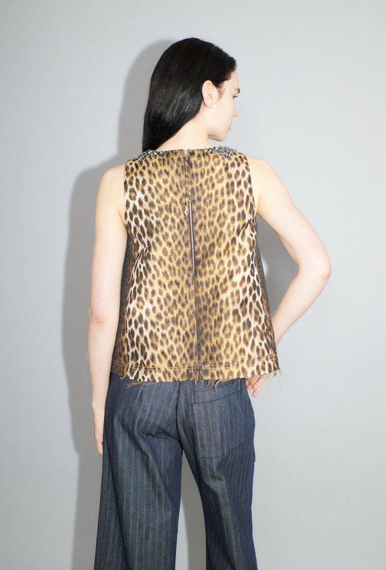 Odeeh Leopard Jaquard Top, Hazelnut Outlet