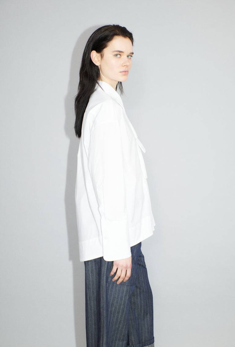 Odeeh Crushed Popeline Bluse, White Auslauf