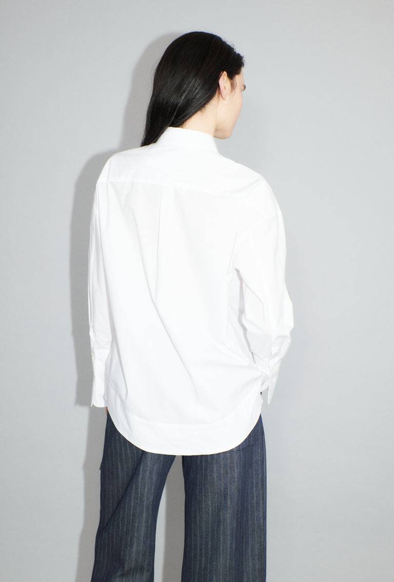 Odeeh Crushed Popeline Bluse, White Auslauf