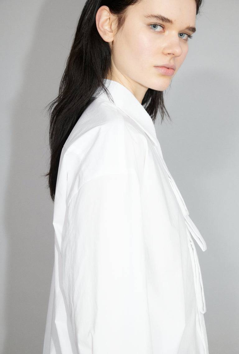 Odeeh Crushed Popeline Bluse, White Auslauf