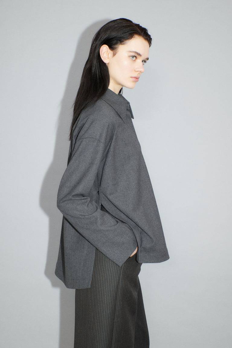 Odeeh Stretch Flannel Bluse, Granite Verkauf