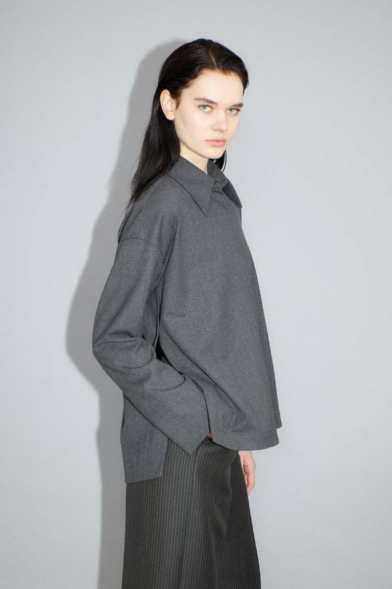 Odeeh Stretch Flannel Bluse, Granite Verkauf