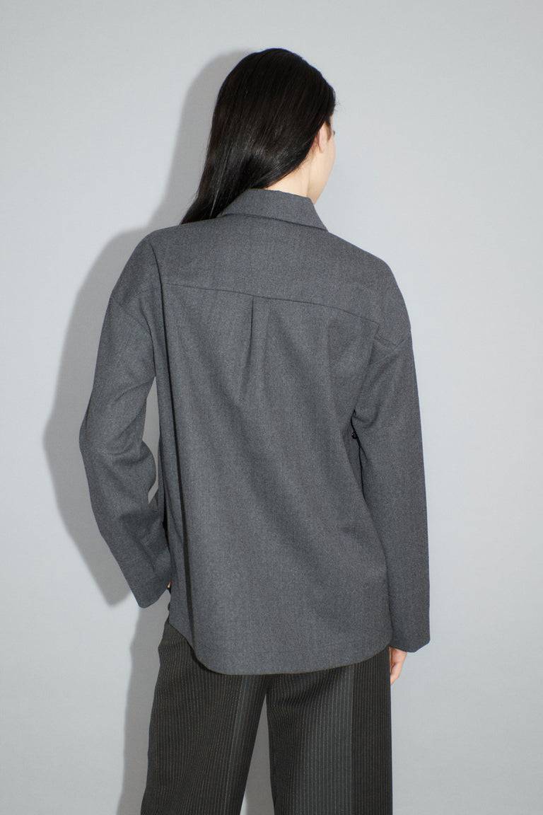 Odeeh Stretch Flannel Bluse, Granite Verkauf