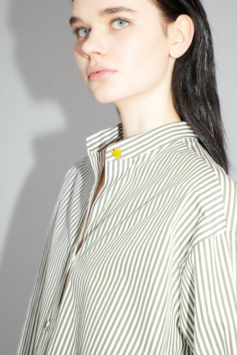 Odeeh Shirt Stripes Bluse, Dark Khaki Angebote