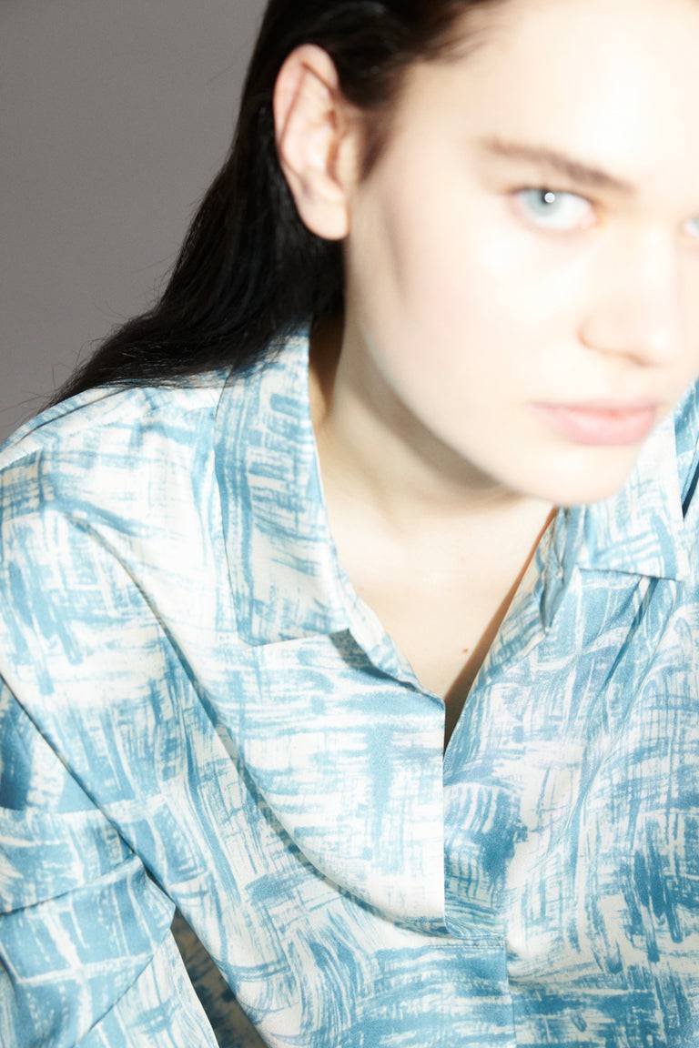 Odeeh Paintbrush Texture Bluse, Nordic Blue Hotsell
