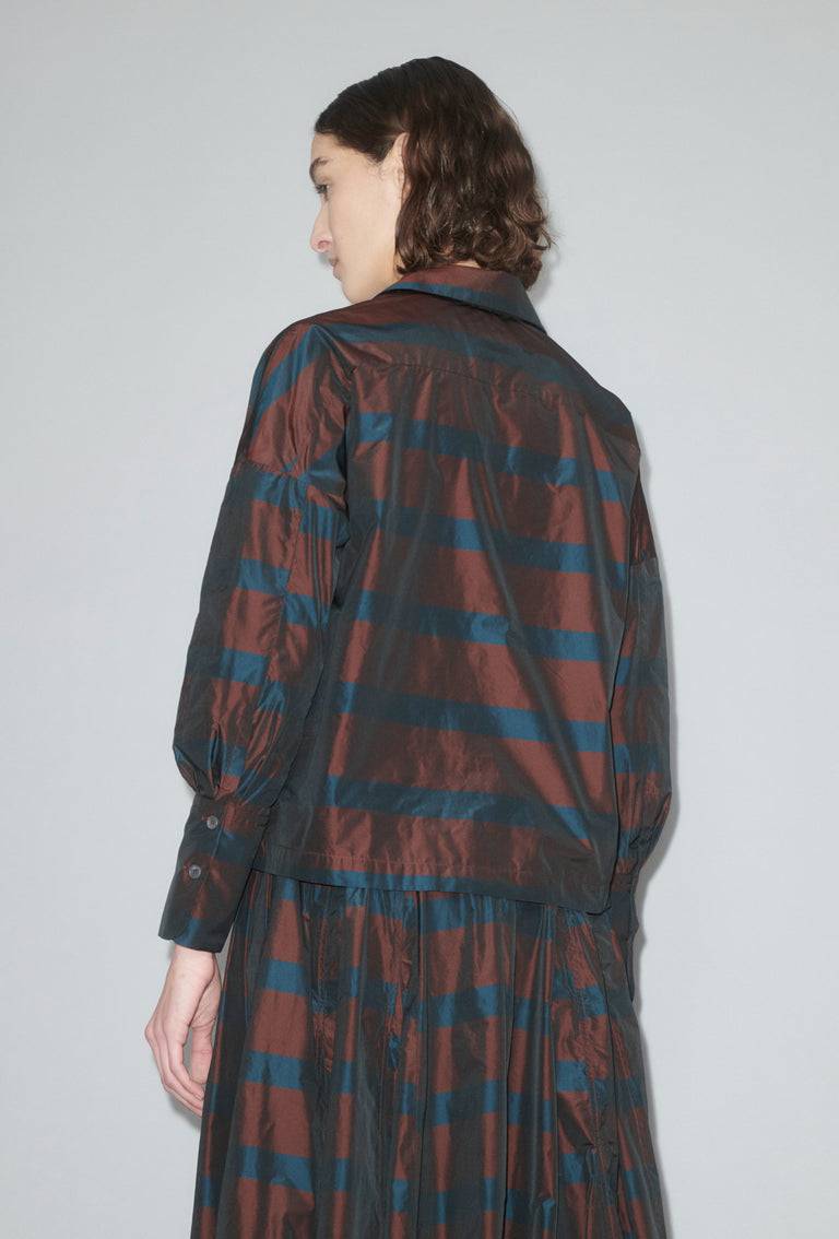 Odeeh Striped Taffeta Bluse, Burgundy Kostenloser Versand