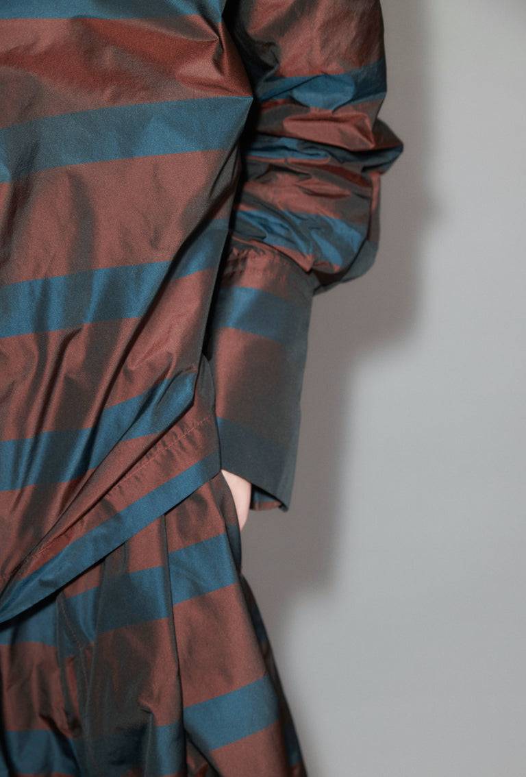 Odeeh Striped Taffeta Bluse, Burgundy Kostenloser Versand