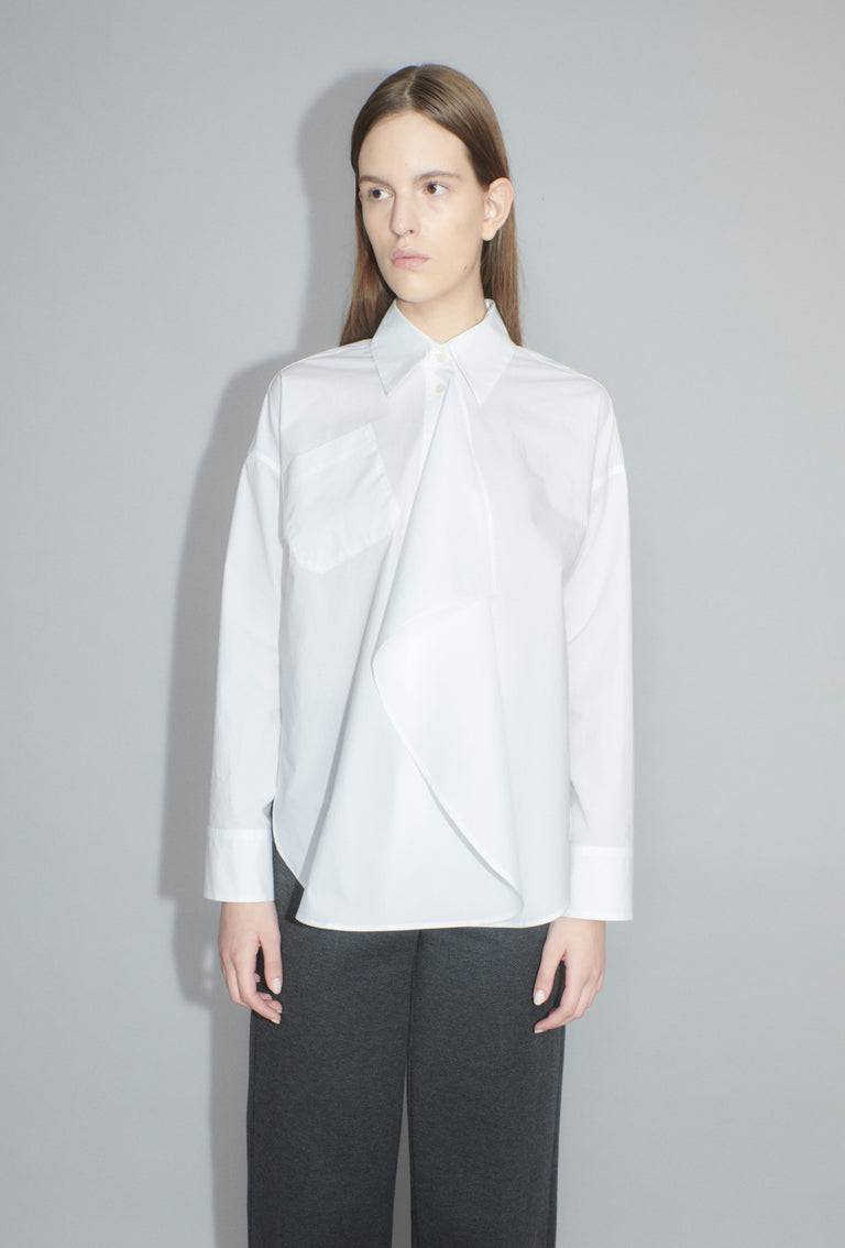 Odeeh Crushed Popeline Bluse, White Fabrikpreis
