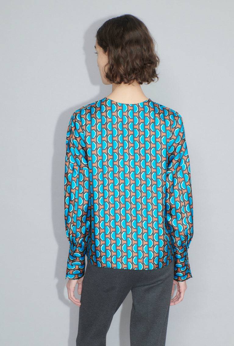 Odeeh Fancy Grid Bluse, Burnt Orange Sonderangebot