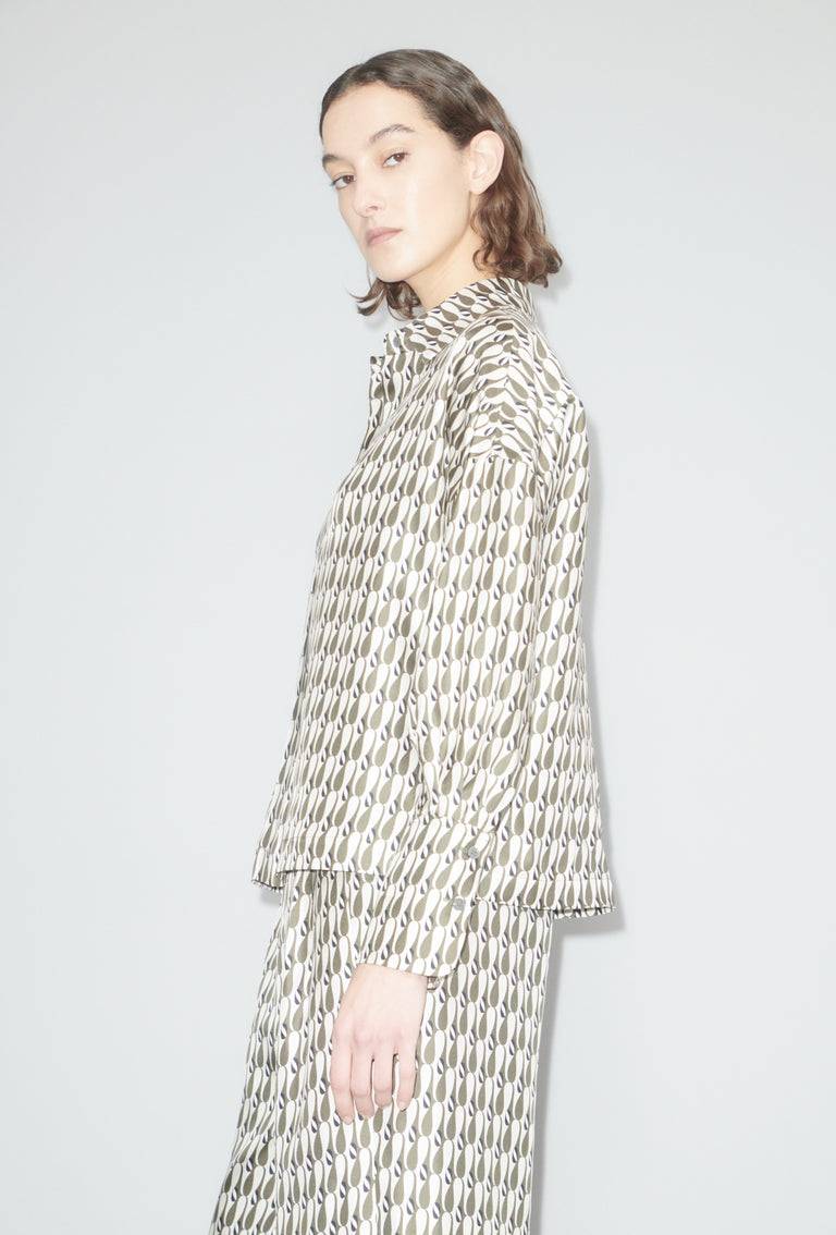 Odeeh Abstract Penguins Bluse, Brown Olive Begrenztes Angebot