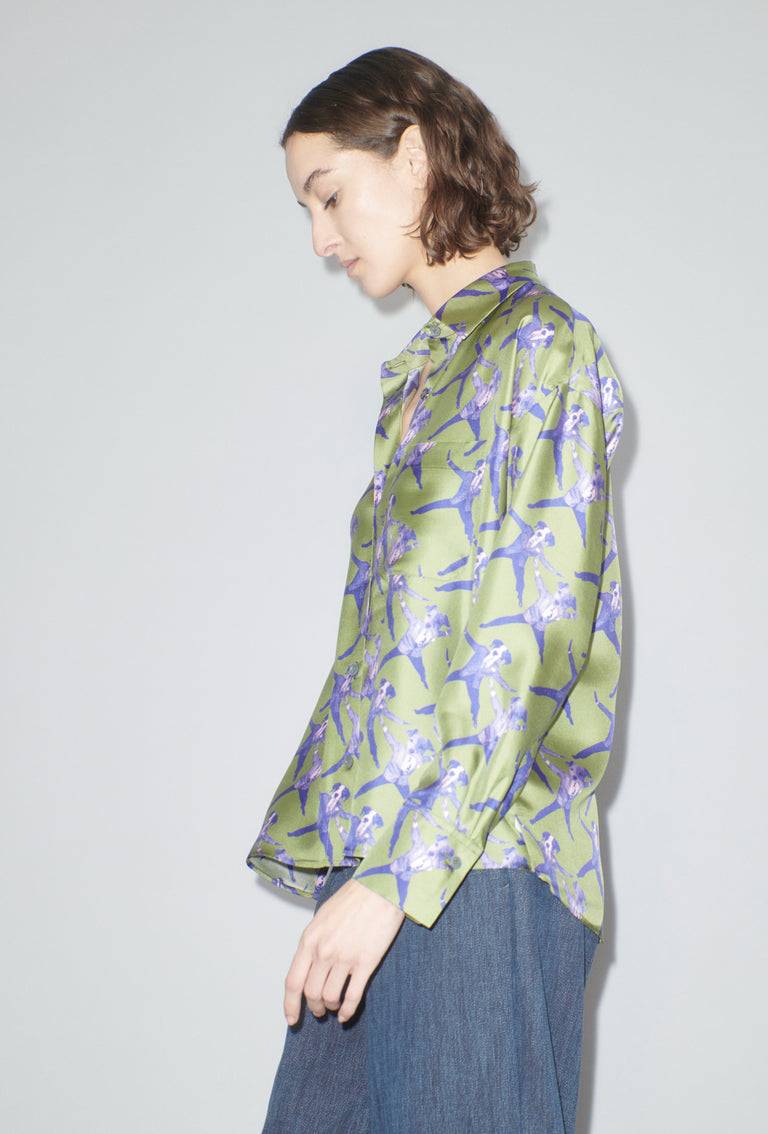 Odeeh Dancing Dogs Bluse, Green Olive Online Shopping