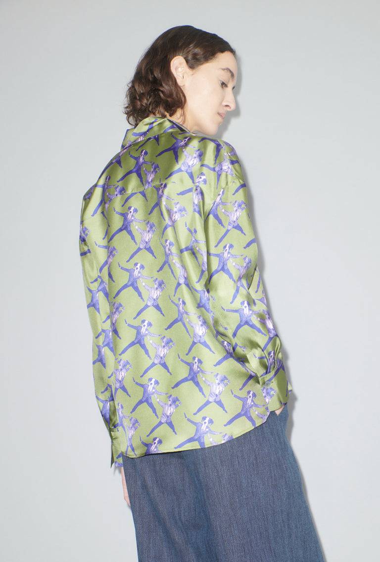 Odeeh Dancing Dogs Bluse, Green Olive Online Shopping