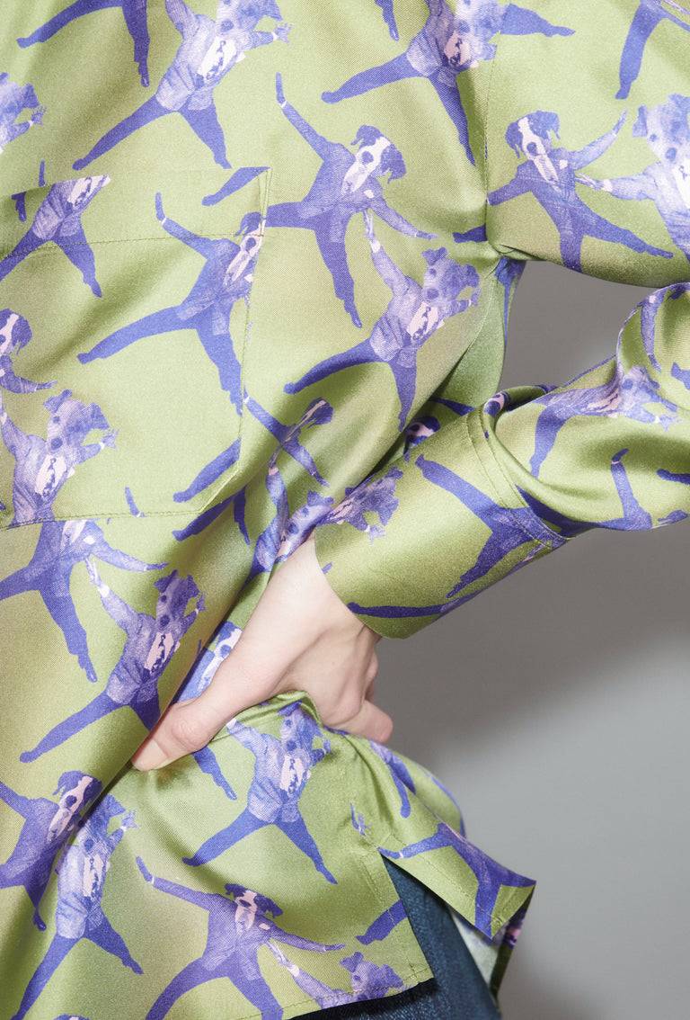 Odeeh Dancing Dogs Bluse, Green Olive Online Shopping