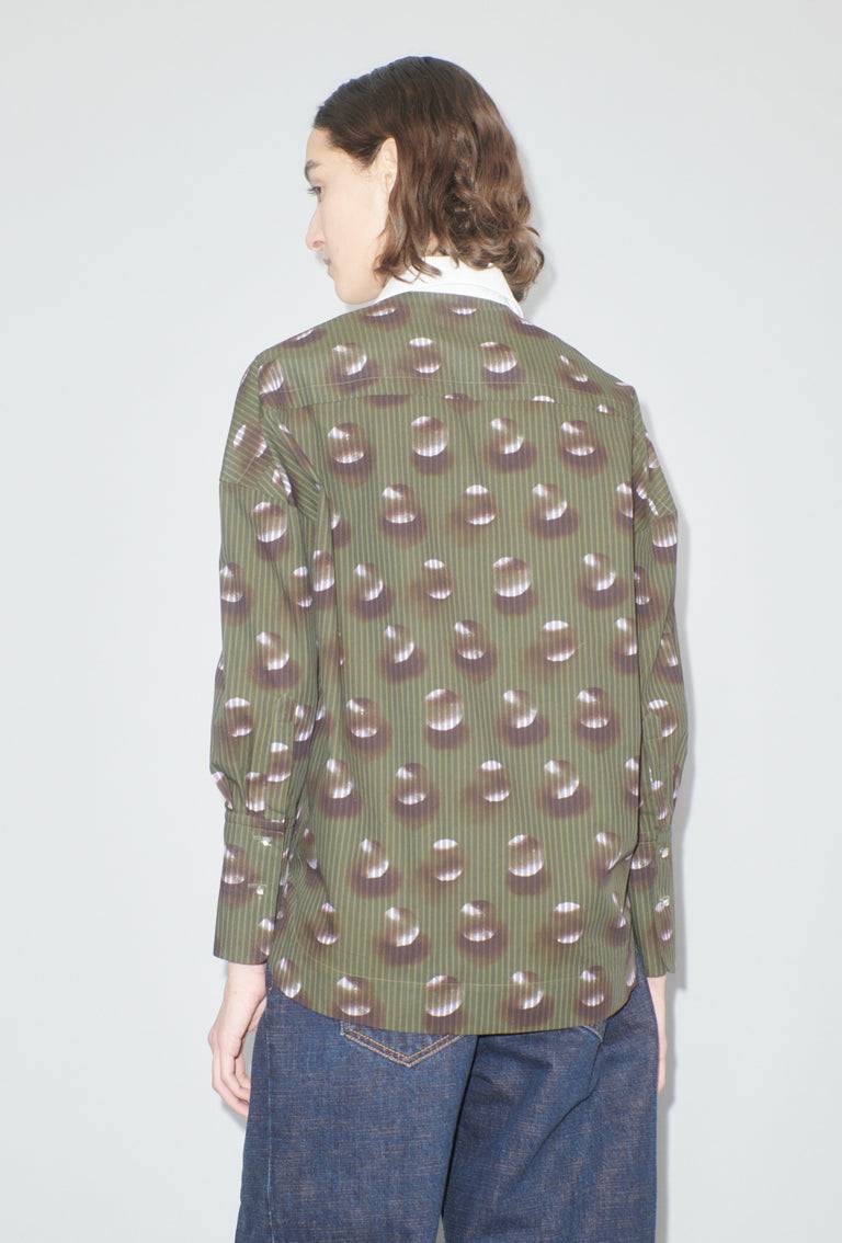 Odeeh Overprinted Stripe Bluse, Dark Olive Exklusivangebot