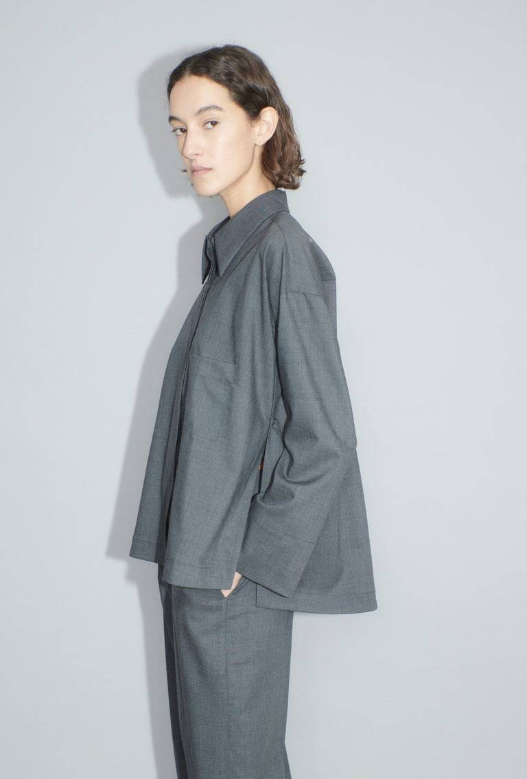 Odeeh Super Light Wool Bluse, Charcoal Preisnachlass