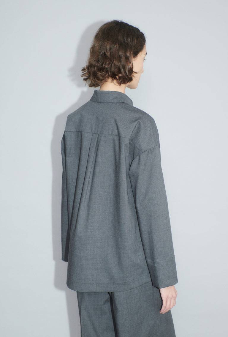 Odeeh Super Light Wool Bluse, Charcoal Preisnachlass