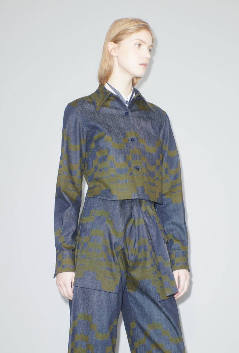 Odeeh Pigment Print Bluse, Dark Moss Saisonschlussverkauf