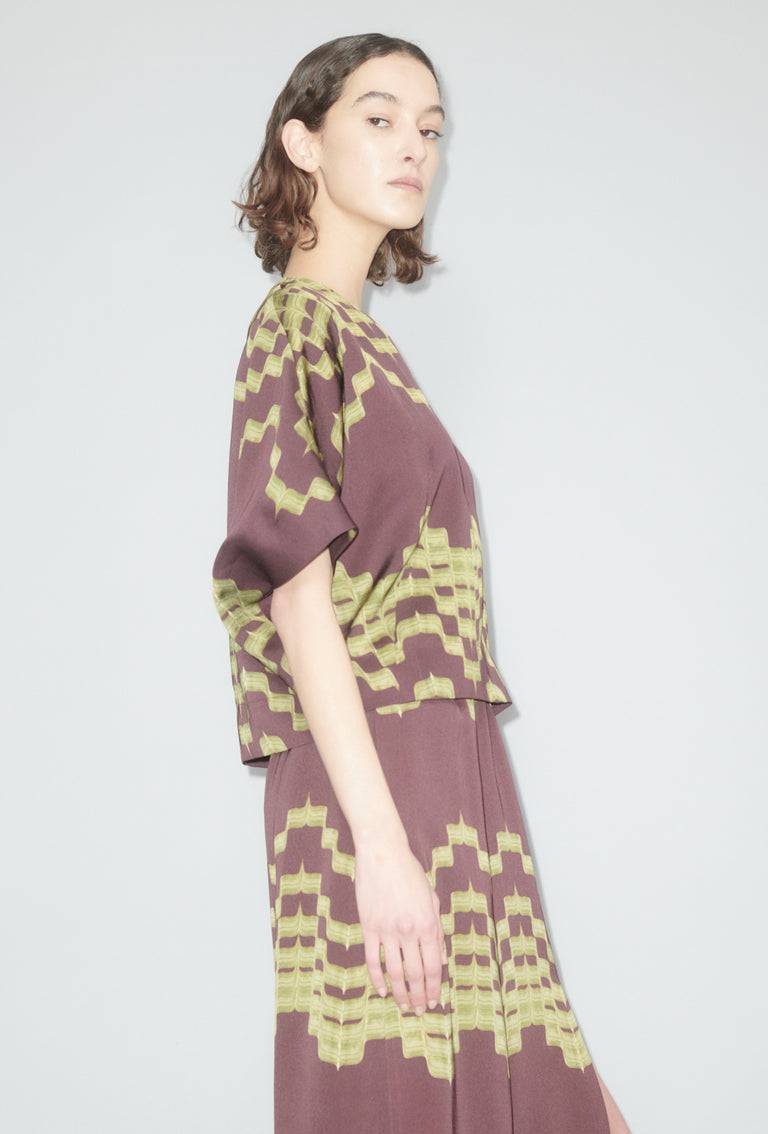 Odeeh Double Printed Degradè Bluse, Goldolive Jubiläumsangebot