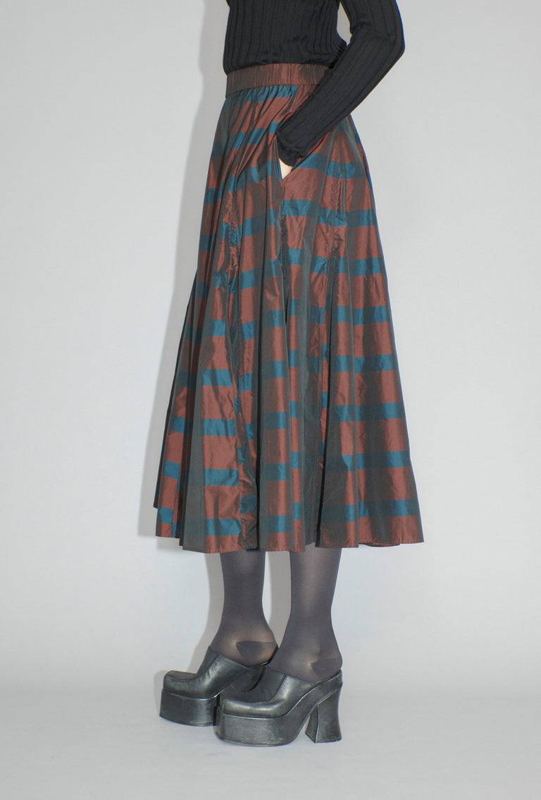 Odeeh Striped Taffeta Rock, Burgundy Räumungsverkauf