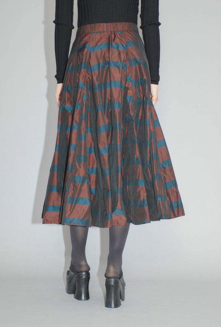 Odeeh Striped Taffeta Rock, Burgundy Räumungsverkauf