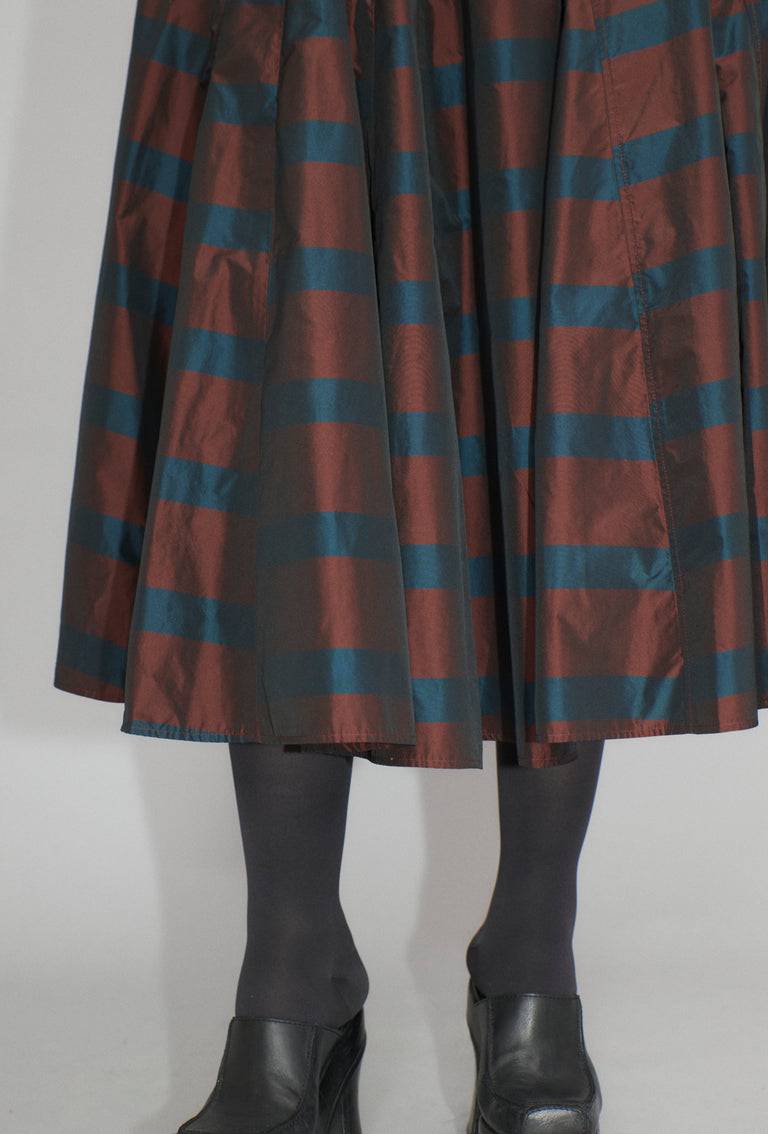 Odeeh Striped Taffeta Rock, Burgundy Räumungsverkauf