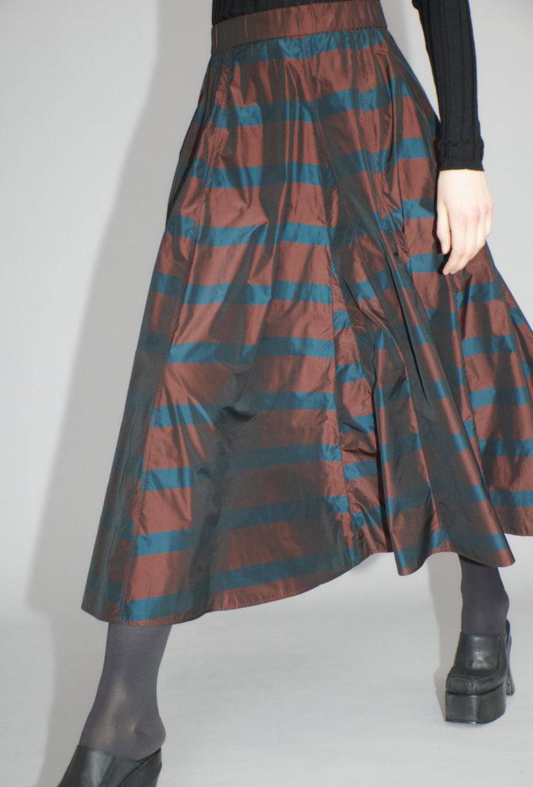 Odeeh Striped Taffeta Rock, Burgundy Räumungsverkauf