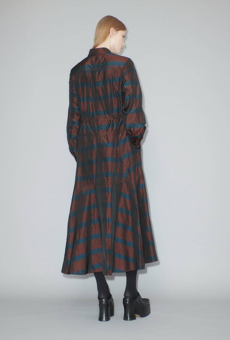 Odeeh Striped Taffeta Kleid, Burgundy Kauf eins, bekomm eins gratis