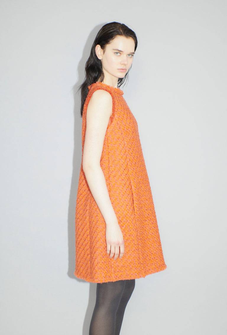 Odeeh Bouclé Tweed Kleid, Mandarin Sonderangebote