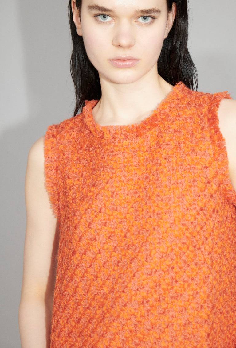 Odeeh Bouclé Tweed Kleid, Mandarin Sonderangebote