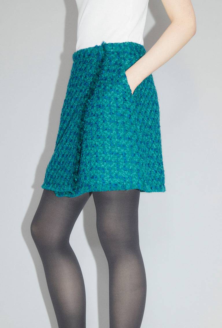 Odeeh Bouclé Tweed Rock, Dark Peacock Riesige Ersparnisse