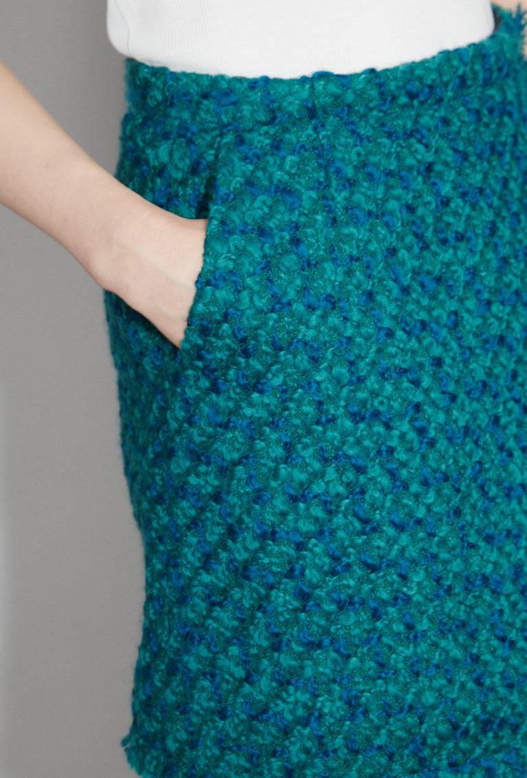 Odeeh Bouclé Tweed Rock, Dark Peacock Riesige Ersparnisse