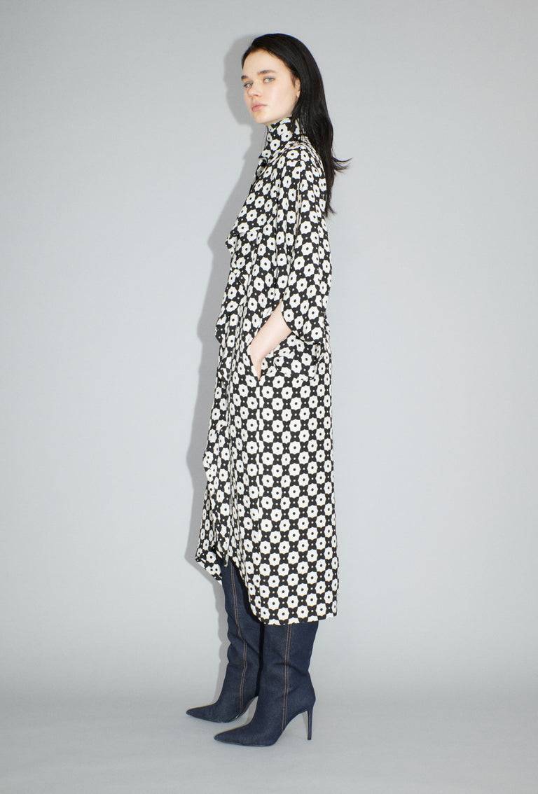 Odeeh Geometric Flowers Kleid, Black White Neueste Stile