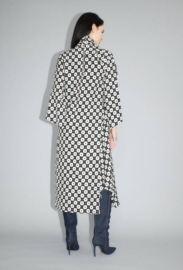 Odeeh Geometric Flowers Kleid, Black White Neueste Stile