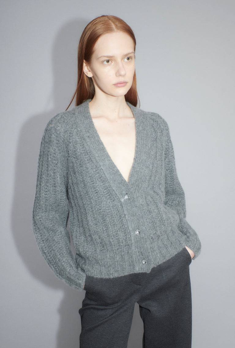 Odeeh Cashair Cardigan, Heather Grey Verkauf