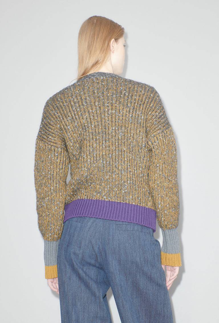Odeeh Slub Tweed Cardigan, Olive Brown im Angebot