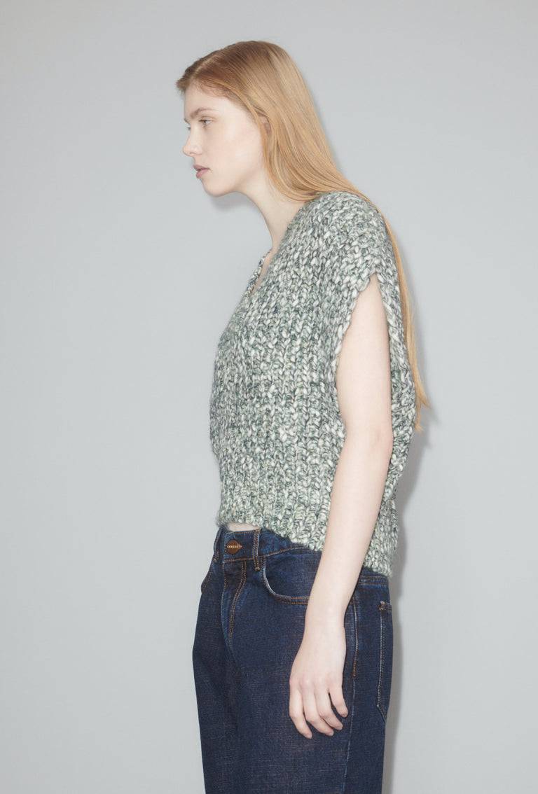 Odeeh Marbled Alpaca Wool Pullunder, Verdigris Günstiger Verkauf