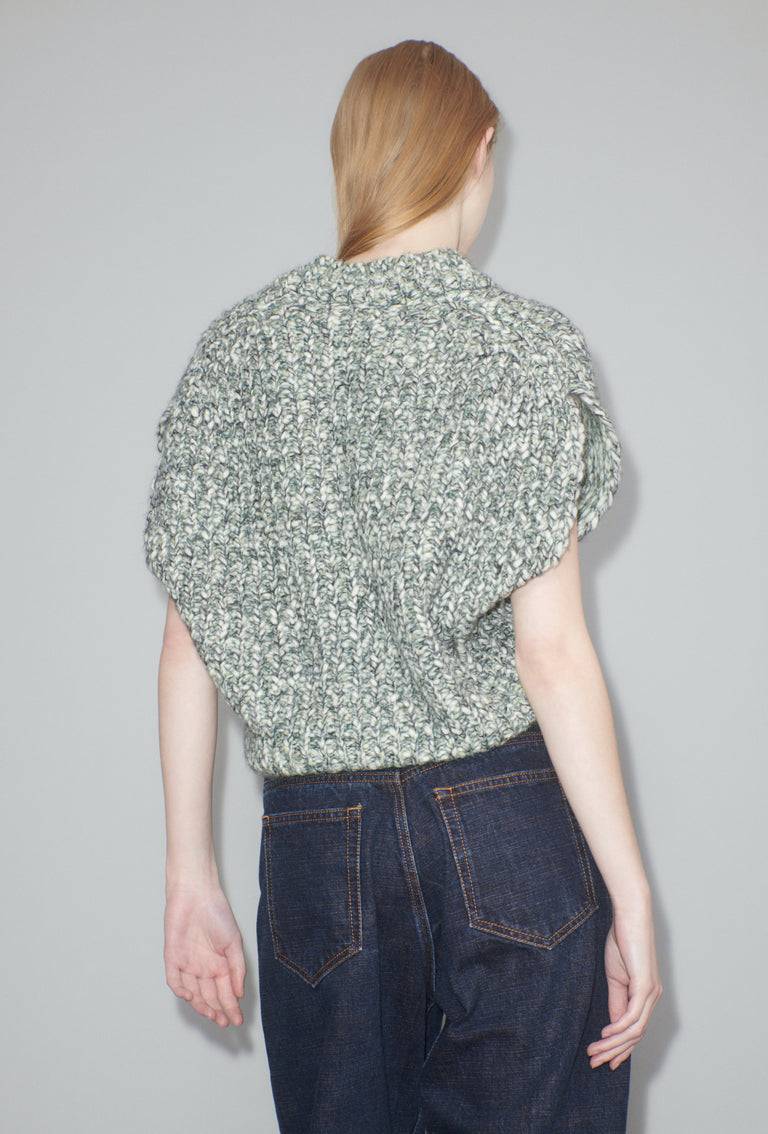 Odeeh Marbled Alpaca Wool Pullunder, Verdigris Günstiger Verkauf