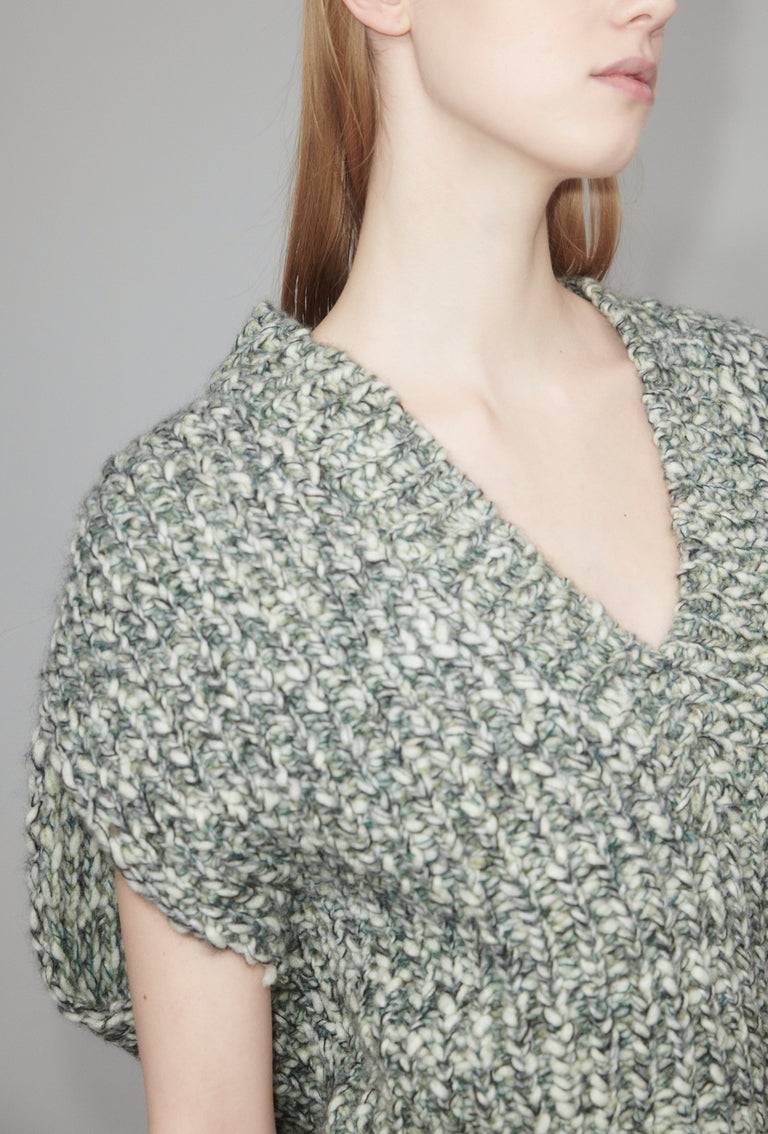 Odeeh Marbled Alpaca Wool Pullunder, Verdigris Günstiger Verkauf
