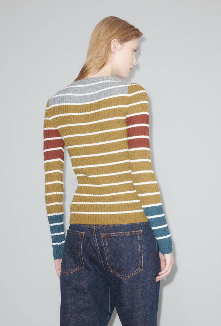 Odeeh Placed Stripe Pullover, Greengold Limitierter Zeitrabatt