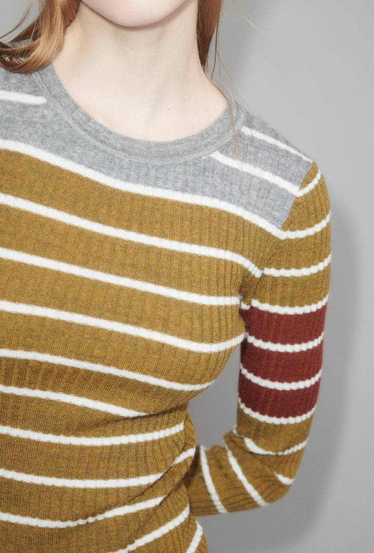 Odeeh Placed Stripe Pullover, Greengold Limitierter Zeitrabatt